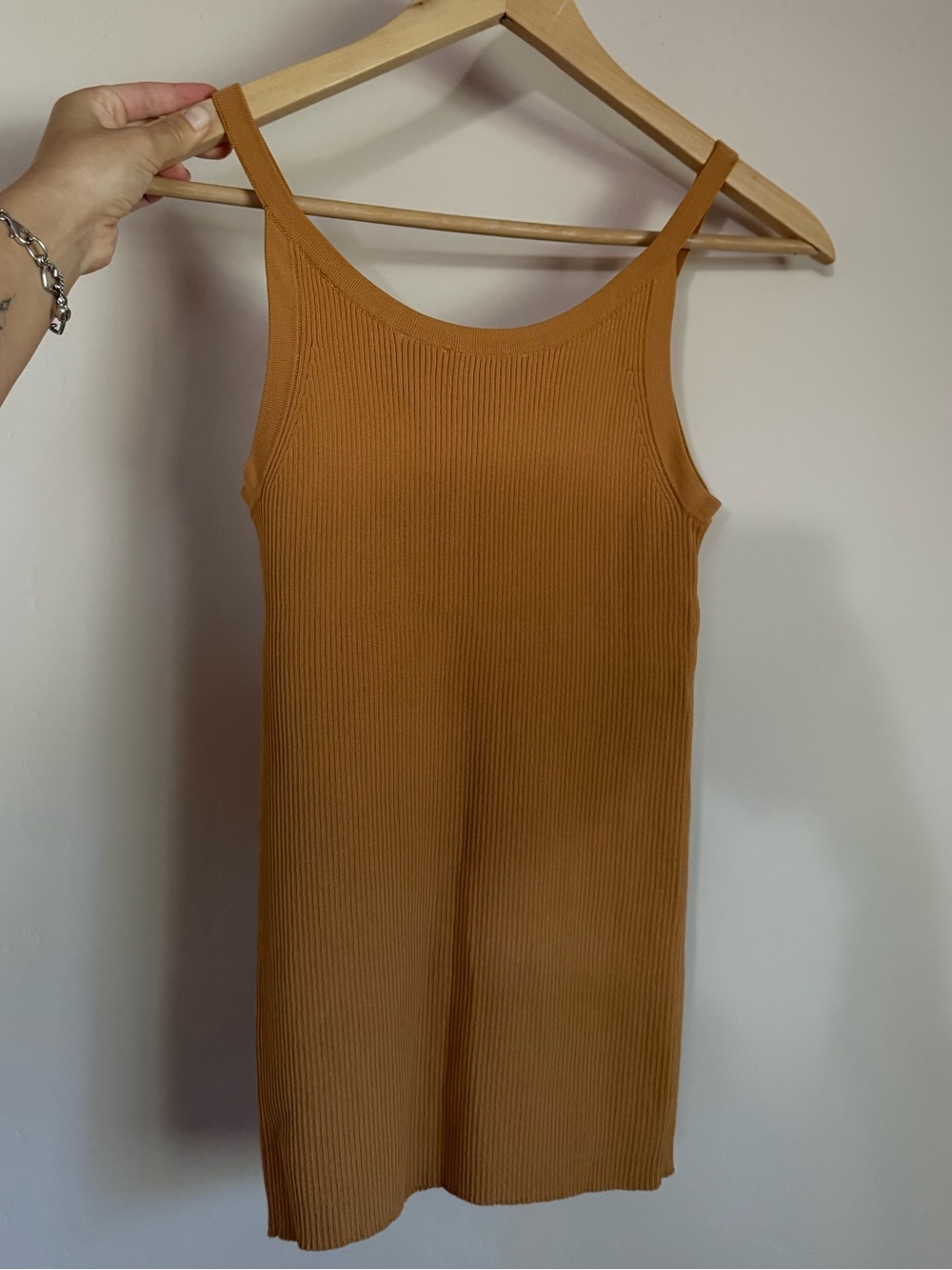 Sandro Ribbed Tank Cami in Mustard